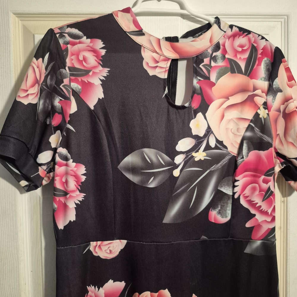 Floral Black and Pink Dress